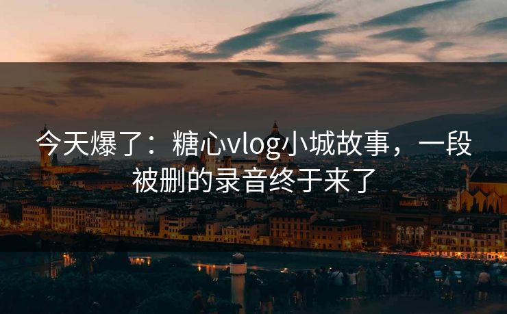 今天爆了：糖心vlog小城故事，一段被删的录音终于来了