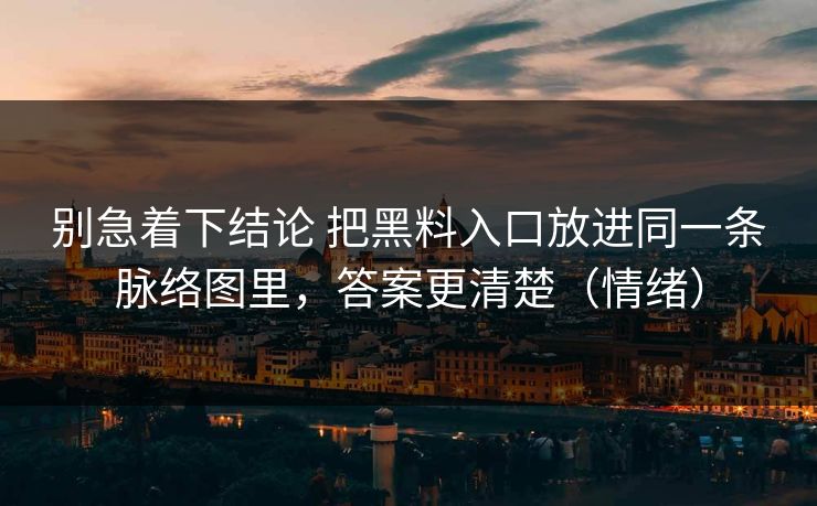 别急着下结论 把黑料入口放进同一条脉络图里，答案更清楚（情绪）